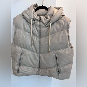 Beige Leather Puffer Vest
